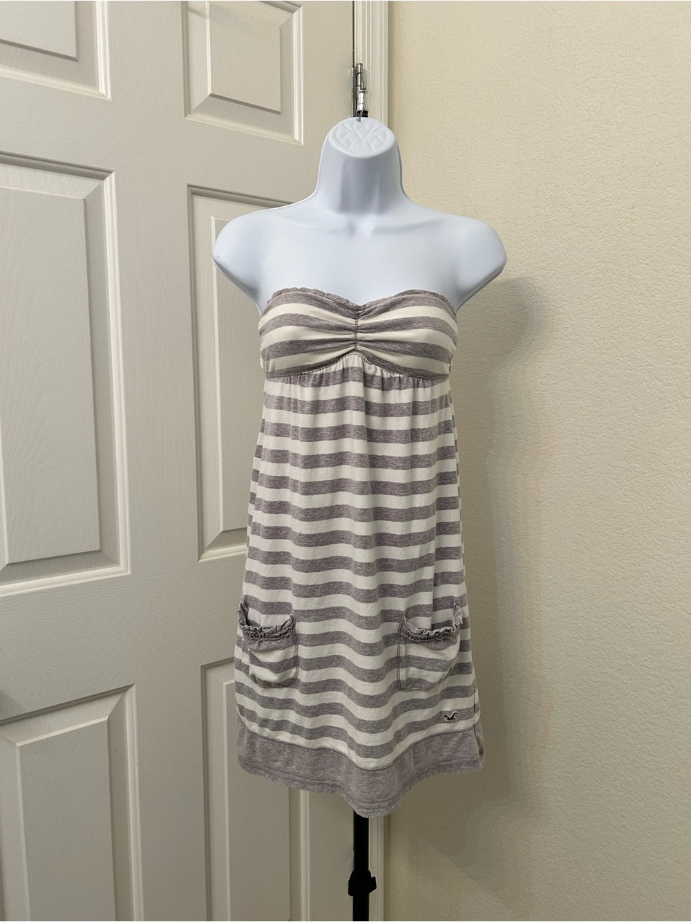 Vintage Y2K Hollister Striped Baby Doll Strapless Dress
